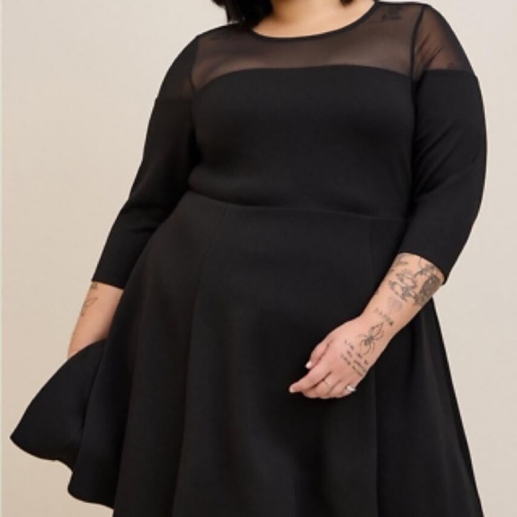 TORRID Skater Mini Dress - Cupro & Mesh Black - Picture 6 of 6